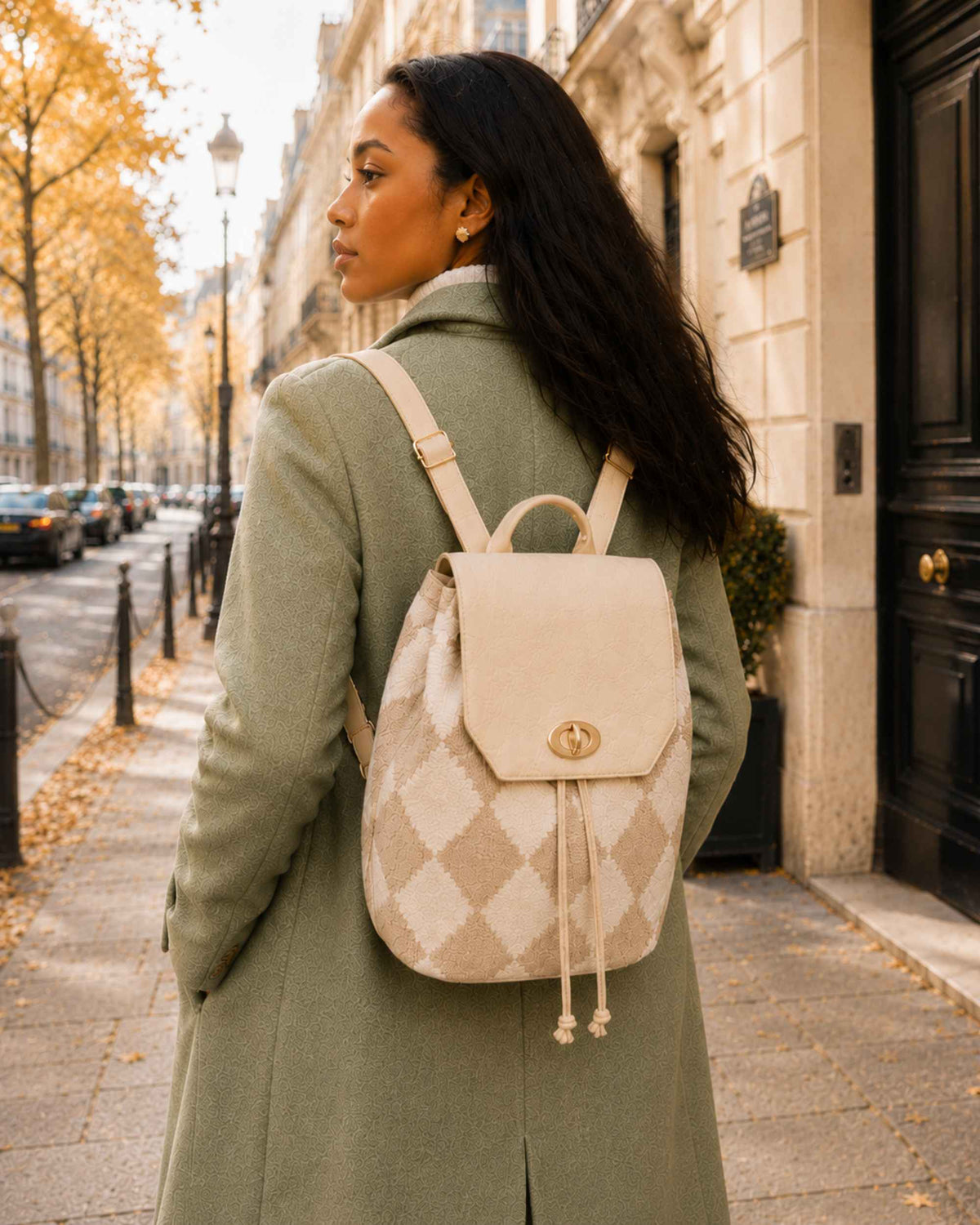 3. Maresa Sand Diamond Wayuu Crochet Flap Backpack autumn lifestyle