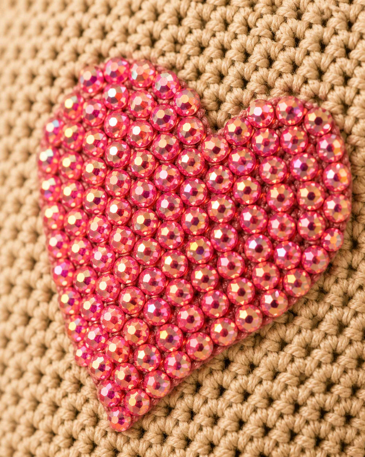 Heart Embellished Wayuu Crochet Bag