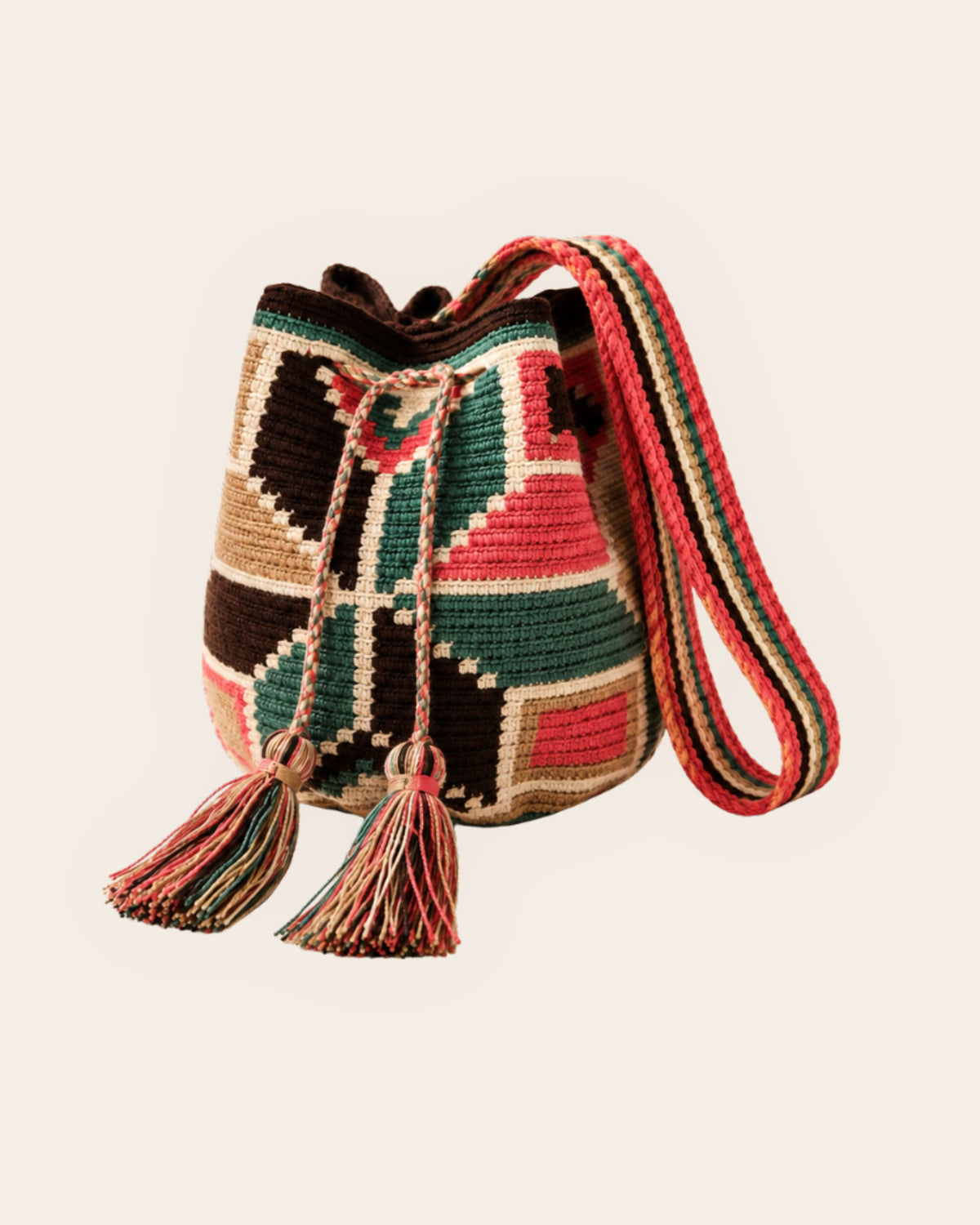 Maresa Forest Mosaic Wayuu Crochet Mini Mochila front view