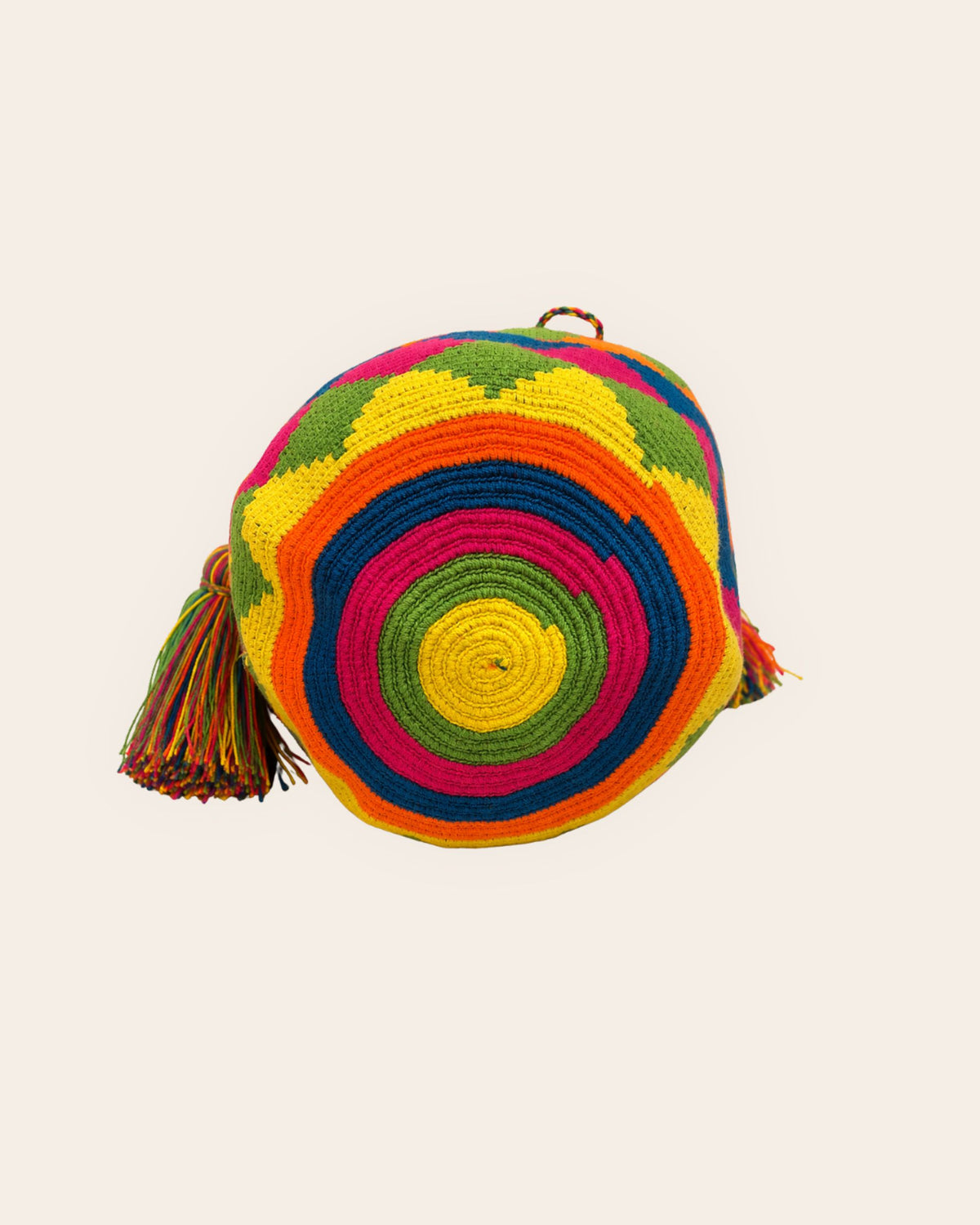 Maresa Multicolour Diamond Pattern Wayuu Crochet Classic Mochila circular base
